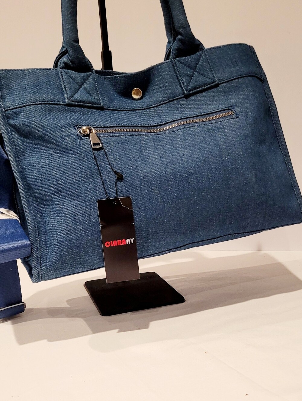 Clara NYDenim-Style Blue Tote Bag